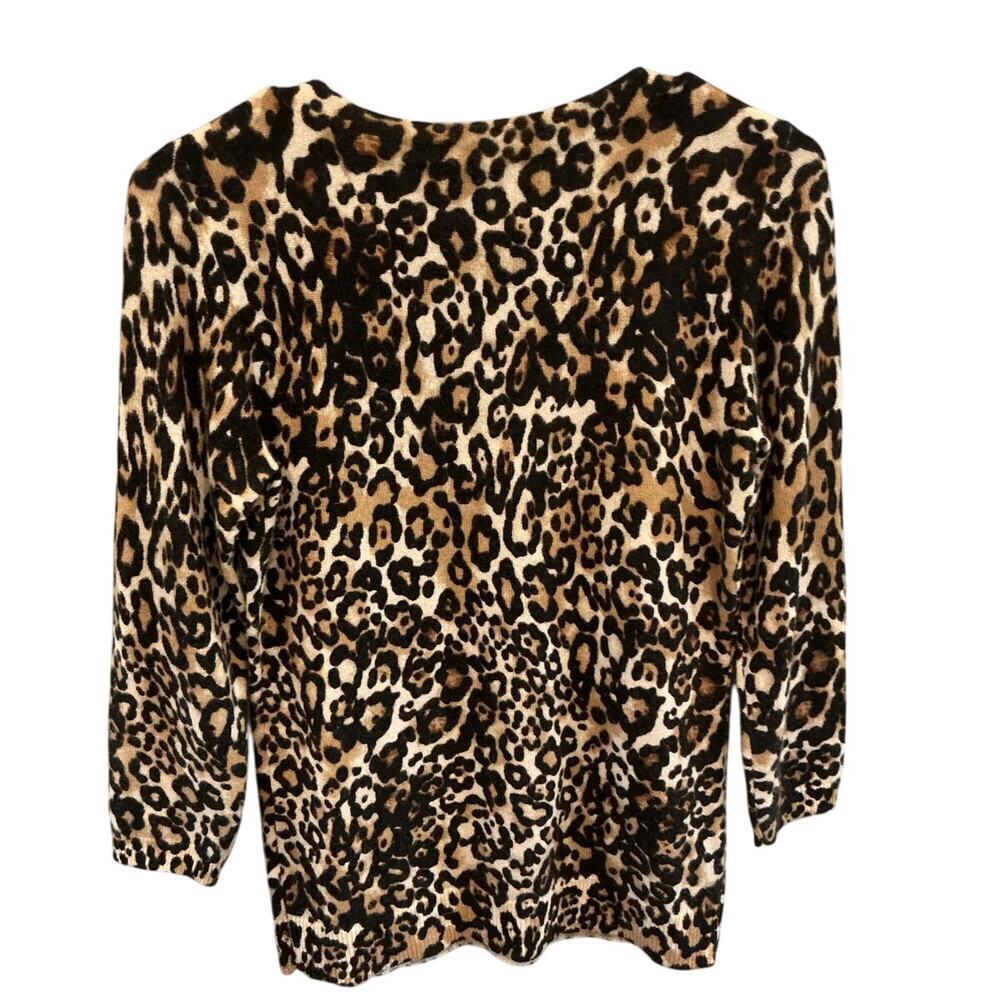 Talbots Womens Cashmere Sweater Size XS Leopard Print Animal Classic Preppy Work - Picture 4 of 7